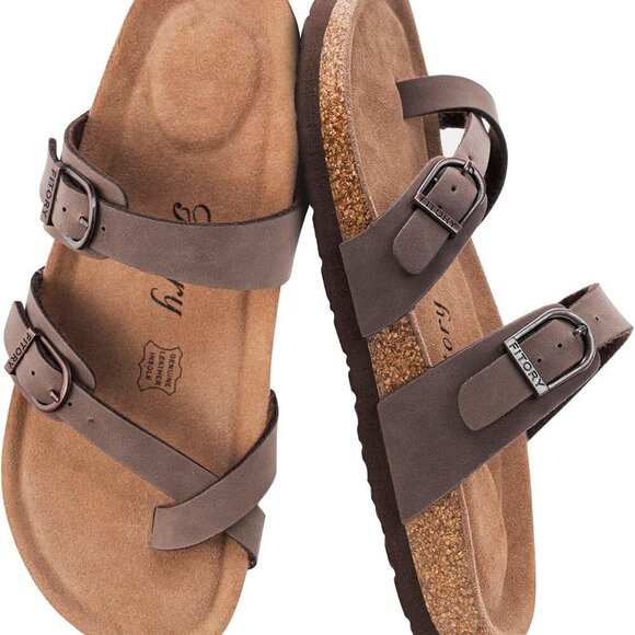 Women's Slide Sandals with Soft Cork Footbed, Comfort Arch Support Flat Sandals - Picture 5 of 6